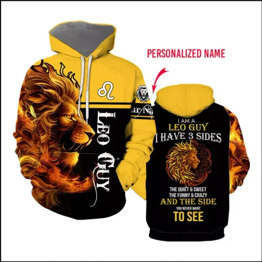 Discover 3d hoodie, Custom Name Leo Guy Zodiac Horoscope Hoodie
