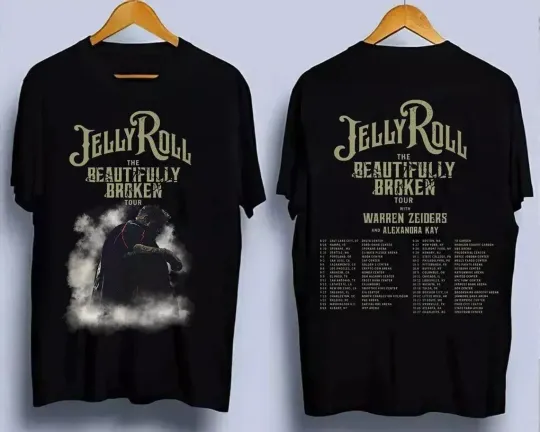 Discover Jelly Roll The Beautifully Broken Tour 2024 Music T-Shirt Black Gift Fans