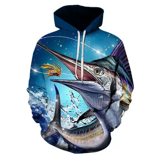 Discover 3D Digital Printing Three-dimensional Patch Pocket Casual Pullover Hooded Sweate