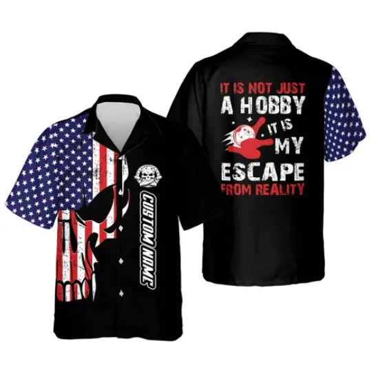 Discover Custom Flame With Name Hawaiian Bowling Shirts Usa Flag Patriotic Hawaiian Bowling