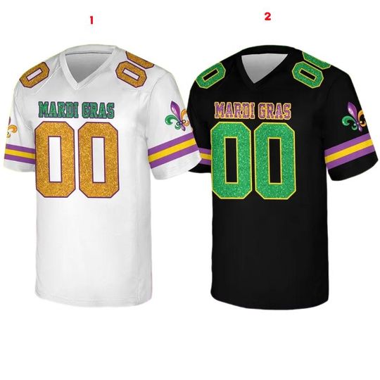 Discover Custom Mardi Gras Glitter Football Jersey, Personalized Name Number Football Jersey