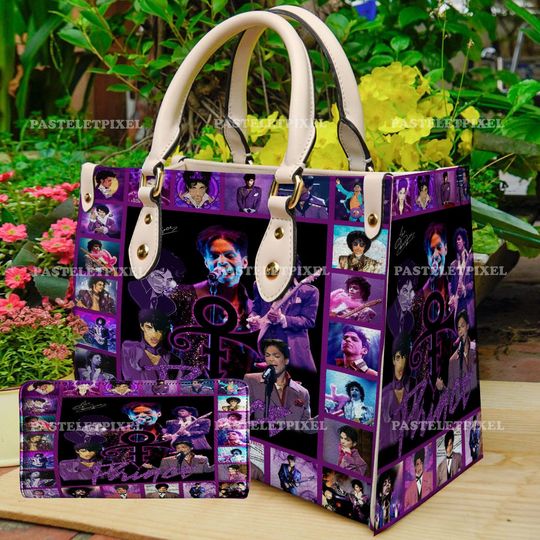 Discover Prince Pur Rain Album Collage Leather Bag Handbag (Purse Not Included)