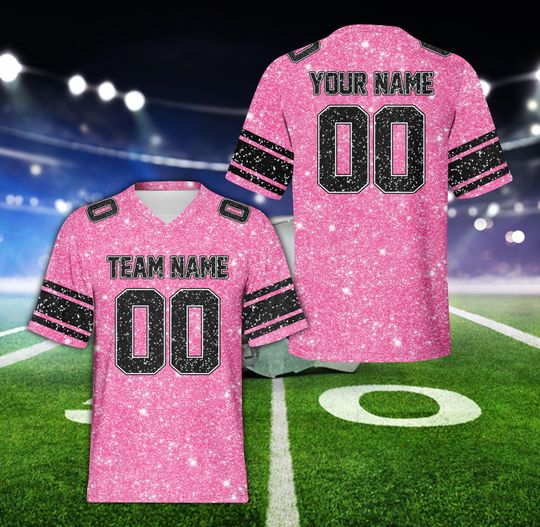 Discover Custom Faux Glitter Football Jersey, Personalized Color Kids Adult Football Team