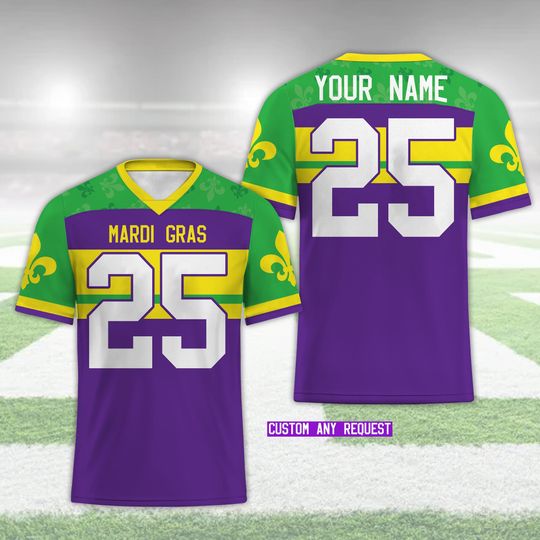 Discover Personalized Name Mardi Gras Football Jersey
