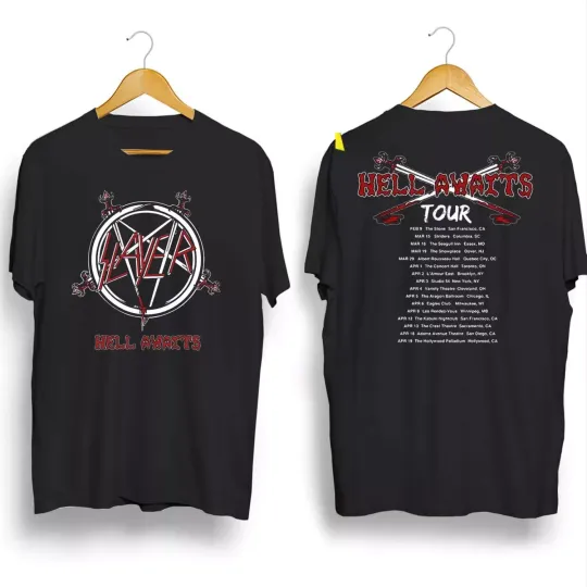 Discover Slayer Hell Awaits 1985 T-Shirt Unisex Cotton T-shirt Gift Fans