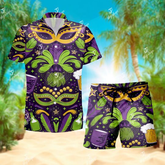 Discover Happy Mardi Gras Unisex Soft Hawaii Shirts, 3D Hawaiian Aloha Shirt