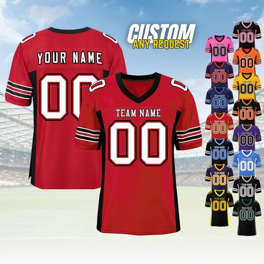 Discover Personalized Football Jersey, Man Short Sleeves Shirt, Custom Football Soccer Jersey FW073