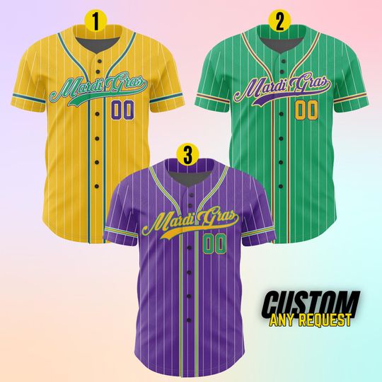Discover Personalized Mardi Gras Baseball Jersey, Custom Name Baseball Jersey, Mardi Gras Carnival Jersey B87