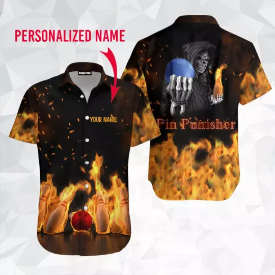 Discover Pin Punisher Bowling Custom Name Hawaiian Shirt