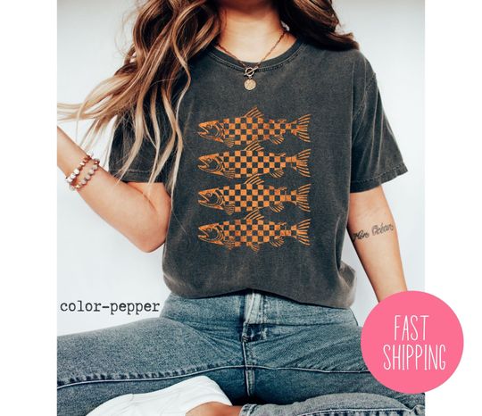 Discover Checkered Trout In A Row T-Shirt, Fly Fishing Gift