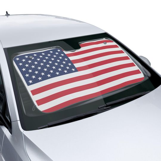 Discover American Flag Car Sun Shade, Patriotic Vehicle Windshield Shield Cover, USA Flag Auto Sunshade