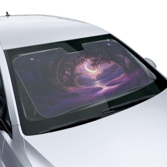 Discover Magical Purple Forest Car Windshield Sunshade - Windshield Banner