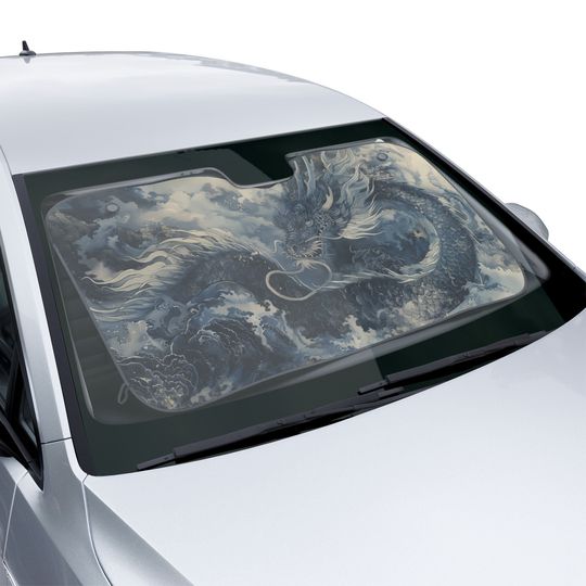 Discover Japanese Blue Dragon Car Decor - Car Windshield Sun Shade