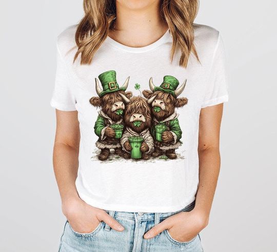 Discover St Patrick's Day Highland Cow Shirt, Retro St Patricks Shirt