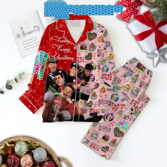 Discover N3w Kids On Th3 Block Fun Funny Blockhead Christmas Satin Pajamas Set