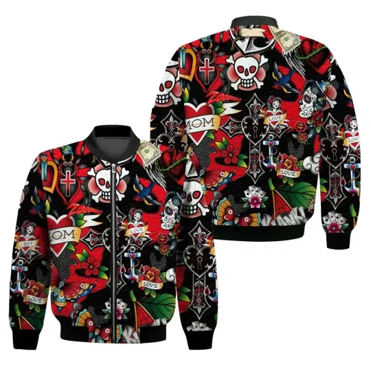 Discover Tattoo Art Roses Men's Bomber Jacket