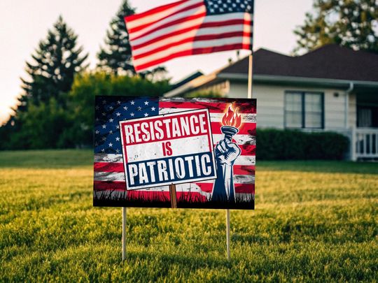 Discover Resist Fascism Yard Sign, Anti Trump Political Statement