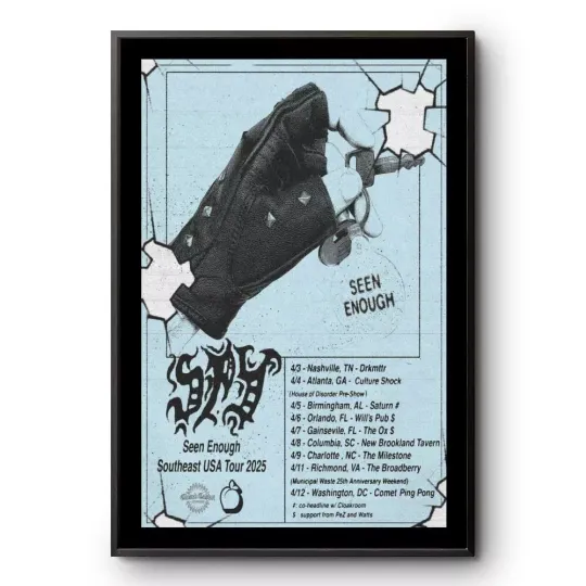 Discover SPY Band Seen Enough Southeast USA Tour 2025 Poster