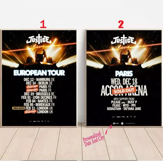 Discover Custom JUSTICE European Tour 2025 Poster