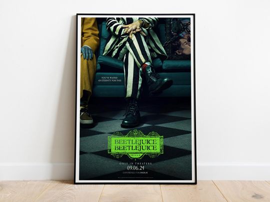 Discover Beetlejuice Beetlejuice, Tim Burton, Michael Keaton, Winona Ryder, 2024 - HQ Cinema Movie Poster