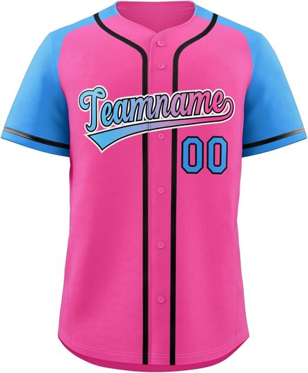 Discover Custom Baseball Jersey Button Down Short Sleeve Shirts, Personalized Stitched
