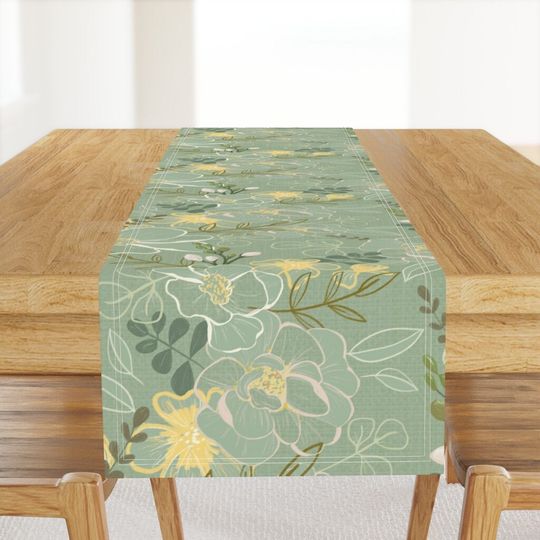 Discover Safe Green Floral Table Runner