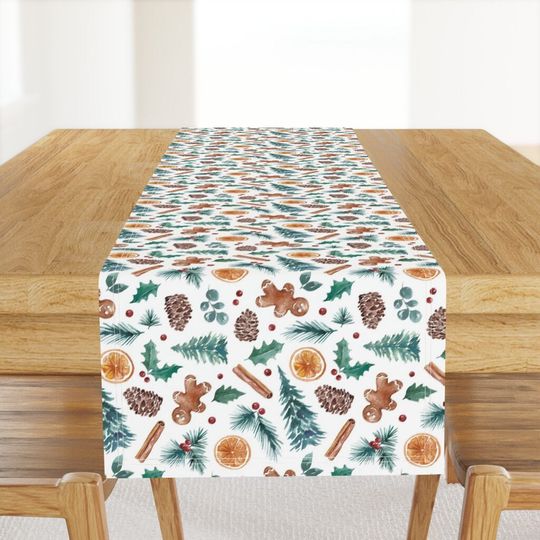 Discover Woodland Watercolor Table Runner