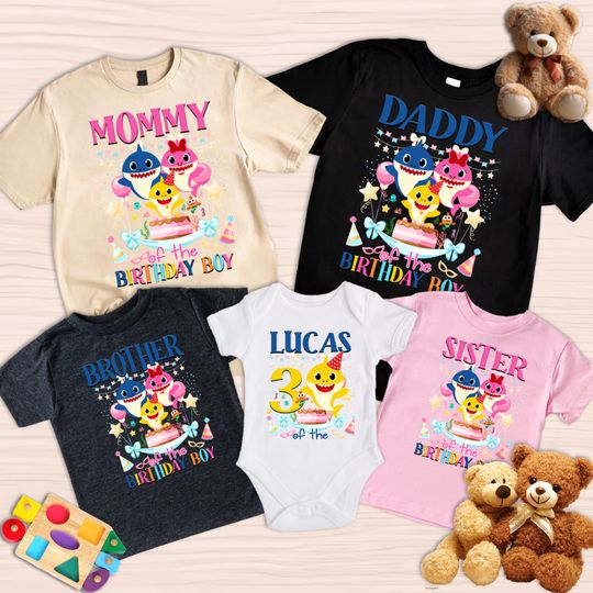 Discover Baby Shark Birthday Shark Custom Family Tshirt, Baby Shark Theme TShirt, Family Shark Doo Doo Doo Shirt, Baby Shark Matching Family Shirt