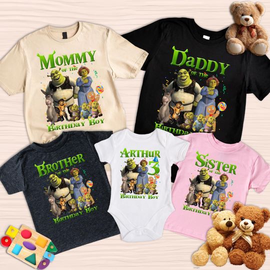 Discover Custom Shrek Birthday Shirt for Kids, Shrek Birthday Tee Iron On Transfer, Custom Name Birthday T-shirt Gift Ideas for Boy Girl