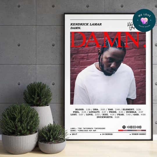 Discover Kendrick Lamar - Damn. Album Poster / Kendrick Lamar Poster / Album Cover Poster