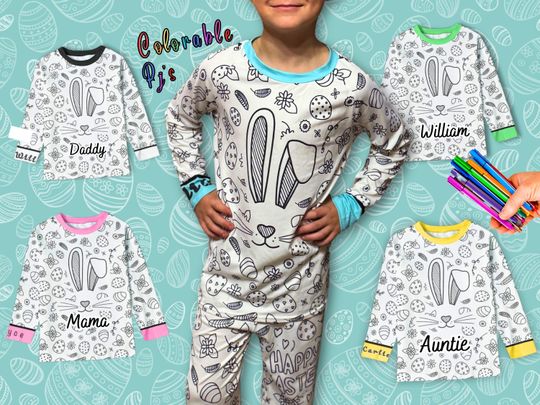 Discover Custom Easter Pajamas Colorable PJ Activity for the whole family from the Easter bunny