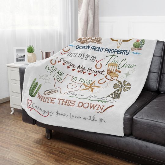 Discover Microfiber Blanket - George Strait Song Titles Tribute, Cozy Throw for Country Music Fans