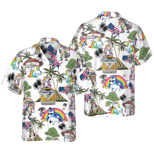 Discover Unicorn American Flag Hawaiian Shirt