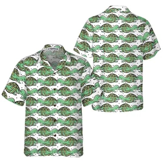 Discover Green Turtles Pattern Hawaiian Shirt