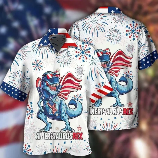 Discover Dinosaur 4th Of July Hawaiian Shirt