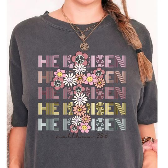 Discover Easter Shirt, Hippie He Is Risen Shirt, Religious Gift