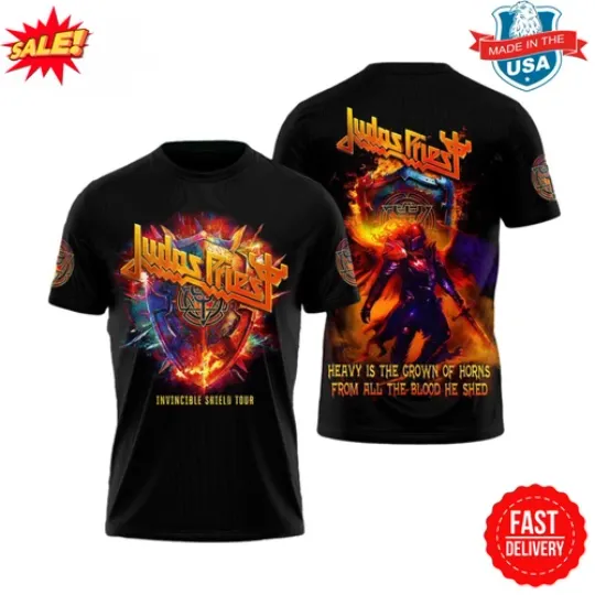 Discover Judas Priest Invincible Shield Tour 2024 Music 3D T-Shirt