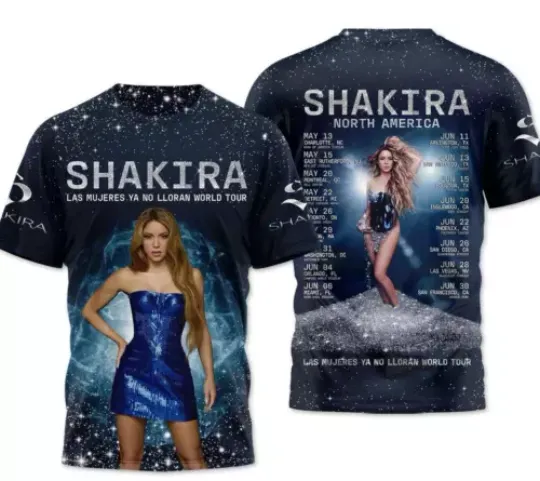 Discover Shakira Las Mujeres Ya No Lloran World Tour 2025 North America T-Shirt 3D