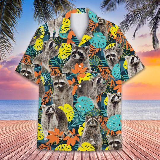 Discover Tropical Raccoon Hawaiian Shirt, Raccoon Hawaiian Shirt