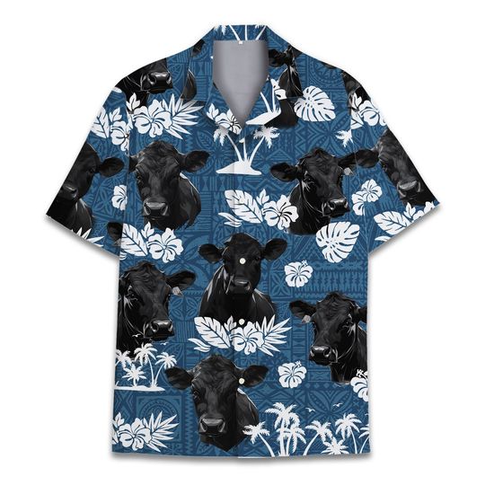 Discover Black Angus Cow Hawaiian Shirt, Tropical Cow Hawaiian Shirt