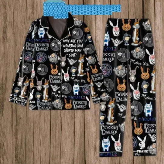 Discover Donnie Darko Why Are You Wearing That Stupid Man Suit Satin Pajamas Set