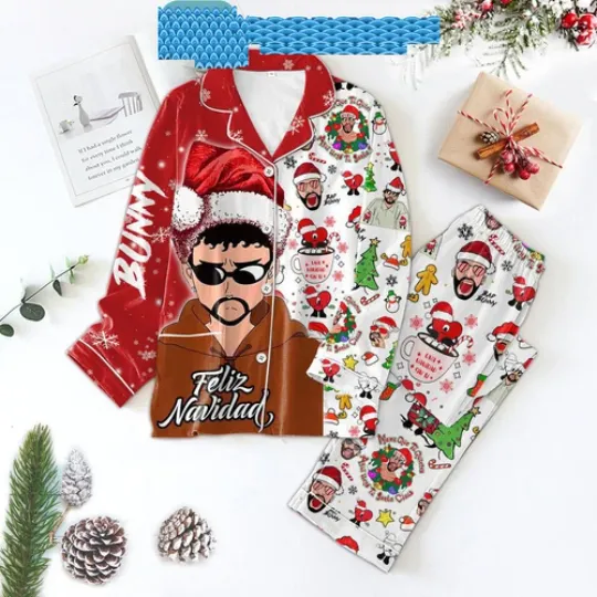 Discover Bad B-unn-y Feliz Navidad Merry Christmas Satin Pajamas Set
