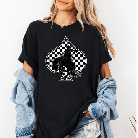 Discover Checkered Spade Vintage Cowboy Tshirt, Cowboy T-shirt