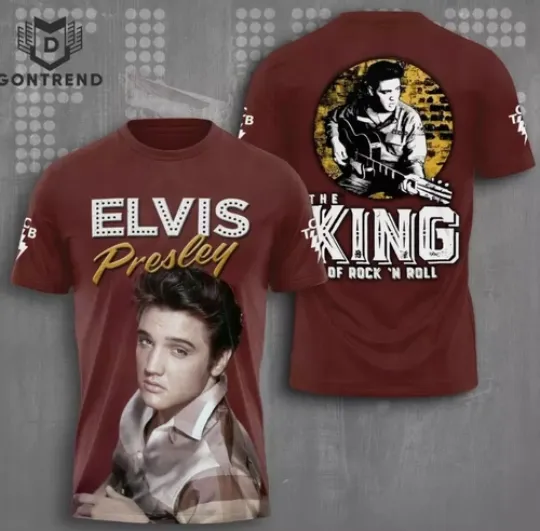Discover Elvis Presley The King Of Rock N Roll Design 3D T-Shirt