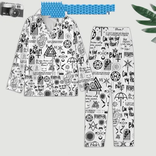 Discover Bring Me The Horizon Tre Friend Satin Pajamas Set