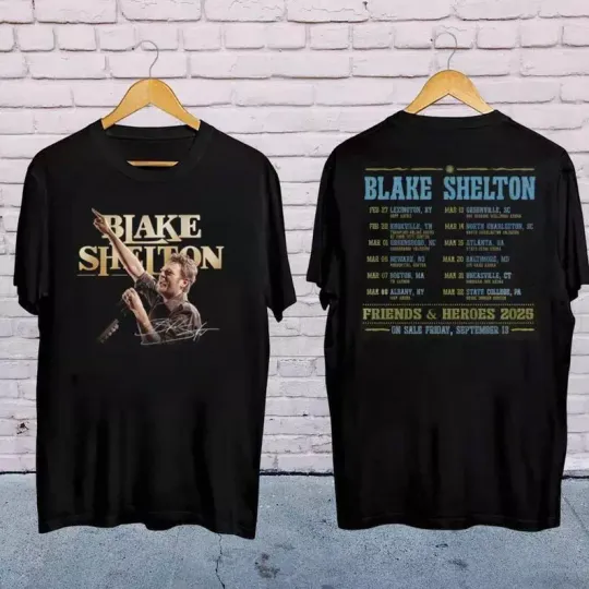 Discover Blake Shelton Country Music  2025 Blake Shelton Friends and Heroes Tour Shirt