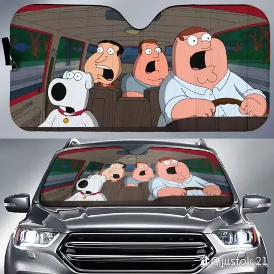 Discover Family Guy Car Sun Shade, Cartoon Auto Sunshade, Trip Accessory