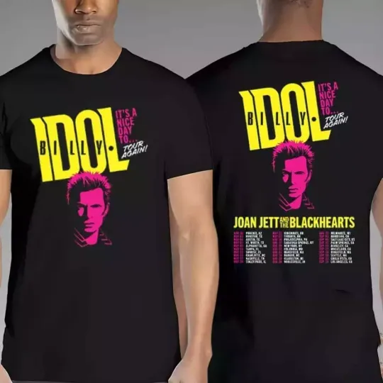Discover Billy Idol It’s Nice Day To Tour Again Joan Jett& The Blackhearts 2025 Tour Shirt