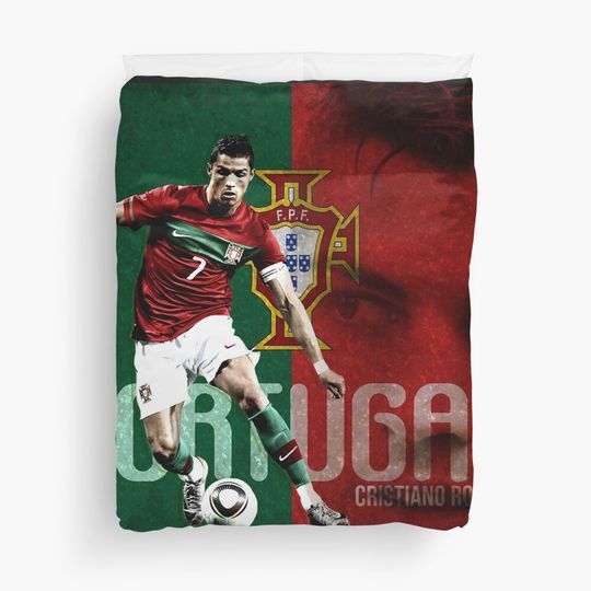 Discover Art Cristiano Ronaldo Duvet Cover, Sports Fan, Soccer Lover Gift RONALDO1