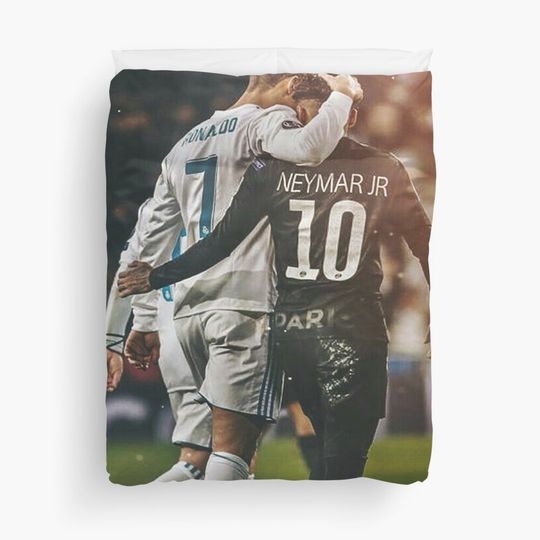 Discover Neymar and Ronaldo Duvet Cover, Sports Fan, Soccer Lover Gift